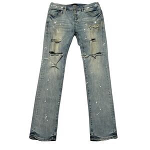 Purple Brand P001 Slim Fit Paint Splatter Distressed Jeans Men's 36x34